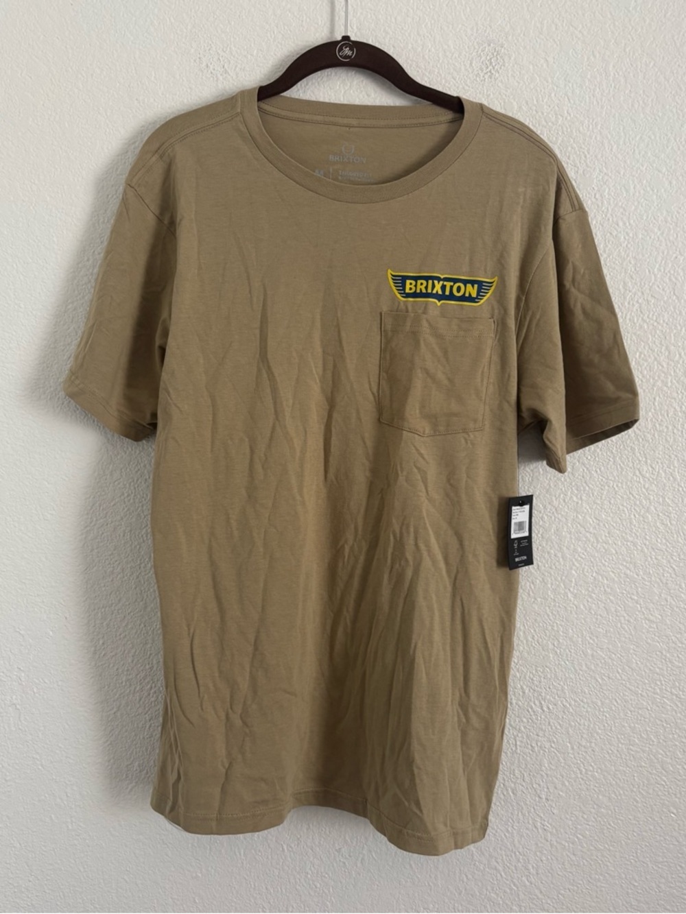 NWT Brixton Men's Size Medium Oatmeal Tailored Fit Graves SS Pocket Tee